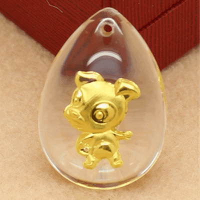 24K 순금 귀여운 개 목걸이(십이간지) / 크리스탈 공예 황금 고급 선물