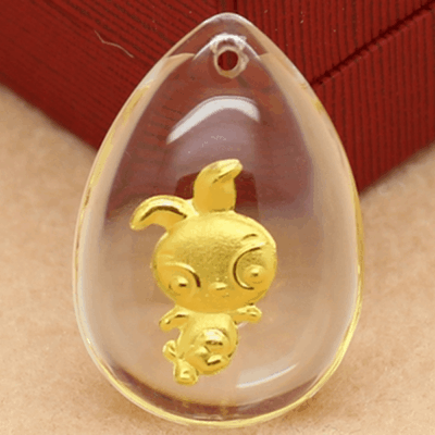 24K 순금 귀여운 토끼 목걸이(십이간지) / 크리스탈 공예 황금 고급 선물