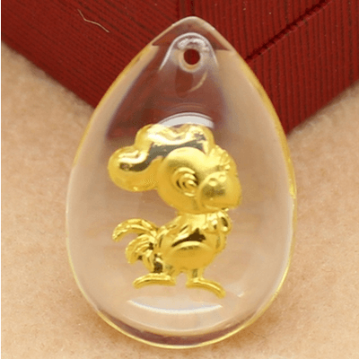 24K 순금 귀여운 닭 목걸이(십이간지) / 크리스탈 공예 황금 고급 선물