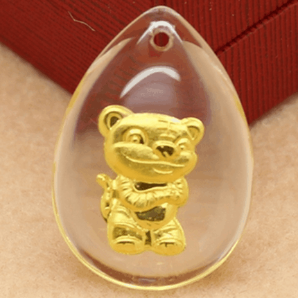24K 순금 귀여운 호랑이 목걸이(십이간지) / 크리스탈 공예 황금 고급 선물