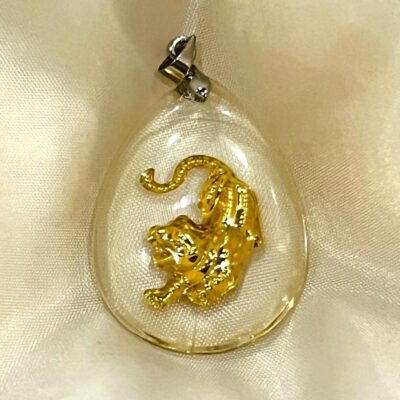 24K 순금 호랑이 포효 목걸이 / 크리스탈 공예 황금 목걸이 고급 선물