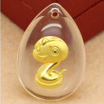 24K 순금 귀여운 뱀 목걸이(십이간지) / 크리스탈 공예 황금 고급 선물