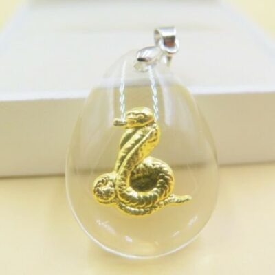 24K 순금 뱀 목걸이 / 크리스탈 공예 황금 고급 선물