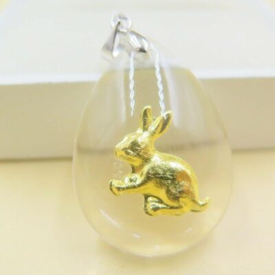 24K 순금 토끼 목걸이 / 크리스탈 공예 황금 고급 선물