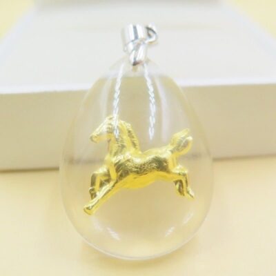 24K 순금 말 목걸이 / 크리스탈 공예 황금 고급 선물