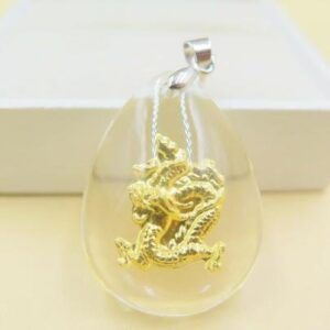 24K 순금 용 목걸이 / 크리스탈 공예 황금 고급 선물