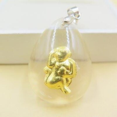 24K 순금 원숭이 목걸이 / 크리스탈 공예 황금 목걸이 고급 선물