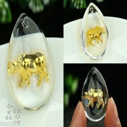 24K 순금 소 목걸이 / 크리스탈 공예 황금 고급 선물