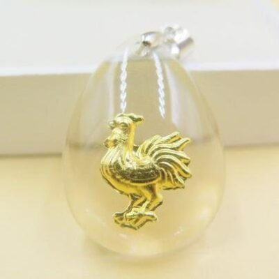 24K 순금 닭 목걸이 / 크리스탈 공예 황금 고급 선물