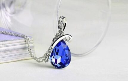 크리스탈 물방울 925 목걸이(파랑색) / 체인 선물 보석 고급