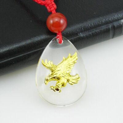 24K 순금 독수리 목걸이 / 크리스탈 공예 황금 목걸이 고급 선물