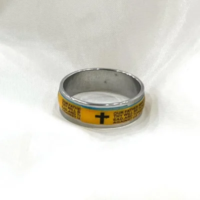 십자가 스테인레스 반지(주황 검정색) / 성당 교회 선물