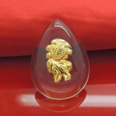 24K 순금 금붕어 목걸이 / 크리스탈 공예 황금 목걸이 고급 선물