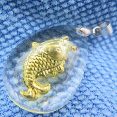 24K 순금 잉어 목걸이 / 크리스탈 공예 황금 목걸이 고급 선물