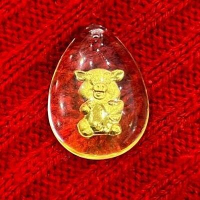 24K 순금 미니 돼지 목걸이 / 크리스탈 공예 금 고급