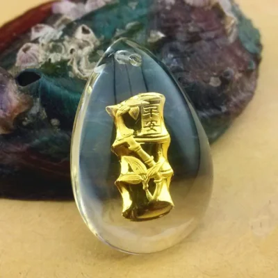 24K 순금 대나무 목걸이 / 네추럴 크리스탈 공예 황금 선물